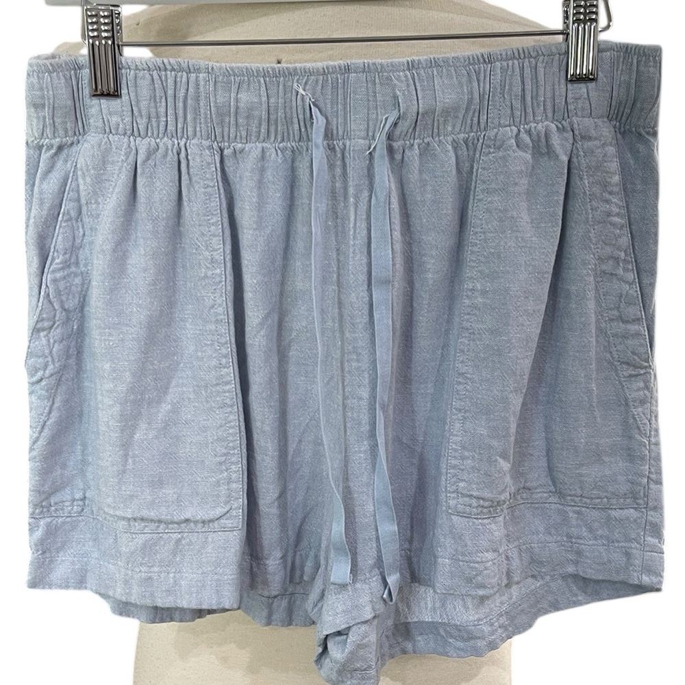 Lucky Brand Linen Blend Drawstring Shorts SZ S Chambray Blue